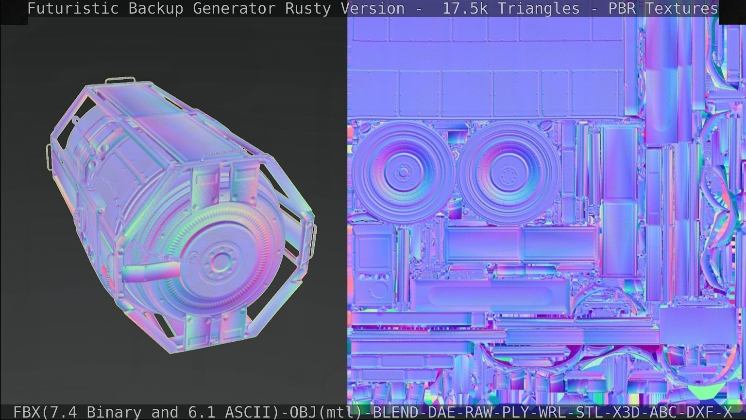 Futuristic Backup Generator Rusty Version - 8K PBR Low-poly 3D model_78