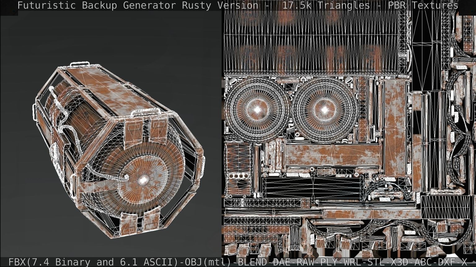 Futuristic Backup Generator Rusty Version - 8K PBR Low-poly 3D model_66