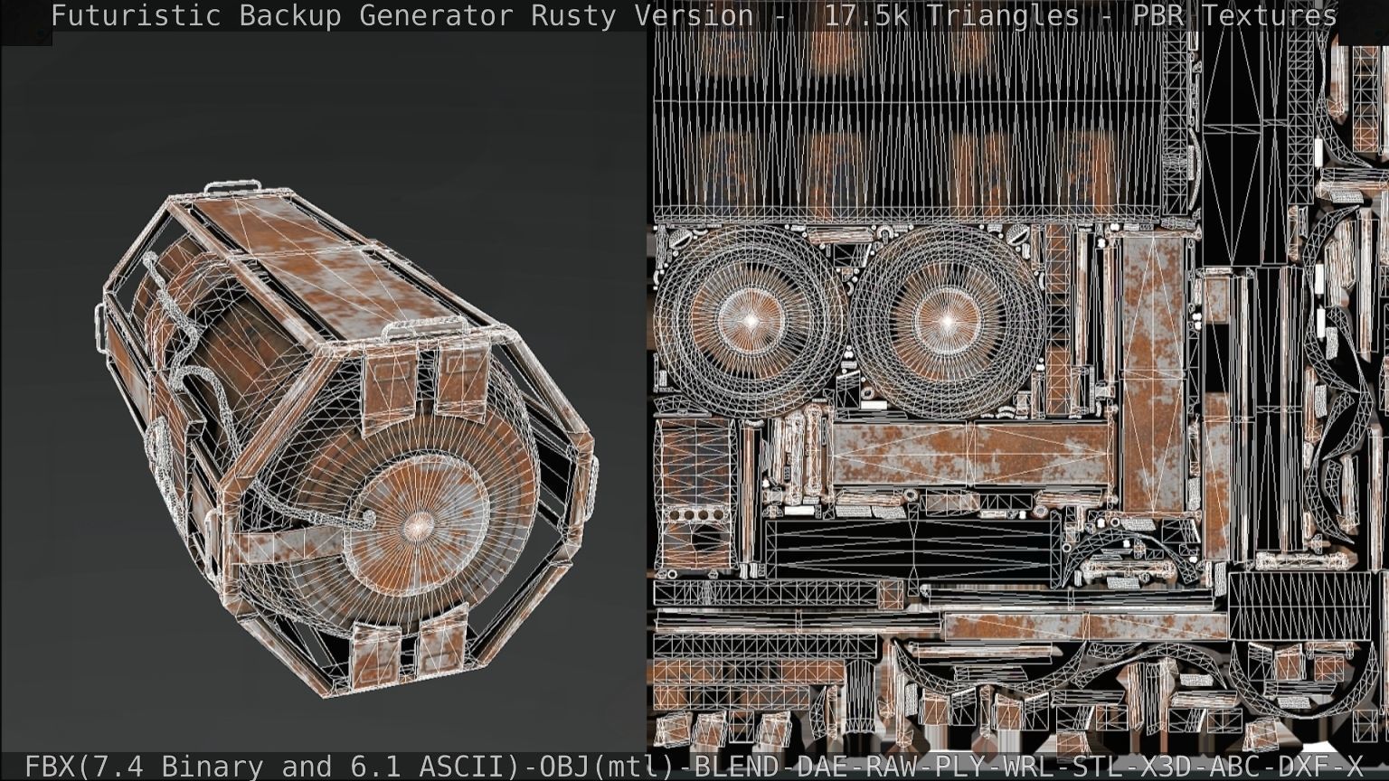 Futuristic Backup Generator Rusty Version - 8K PBR Low-poly 3D model_67