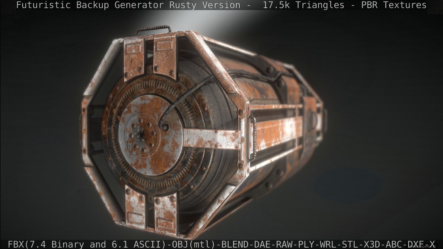Futuristic Backup Generator Rusty Version - 8K PBR Low-poly 3D model_43