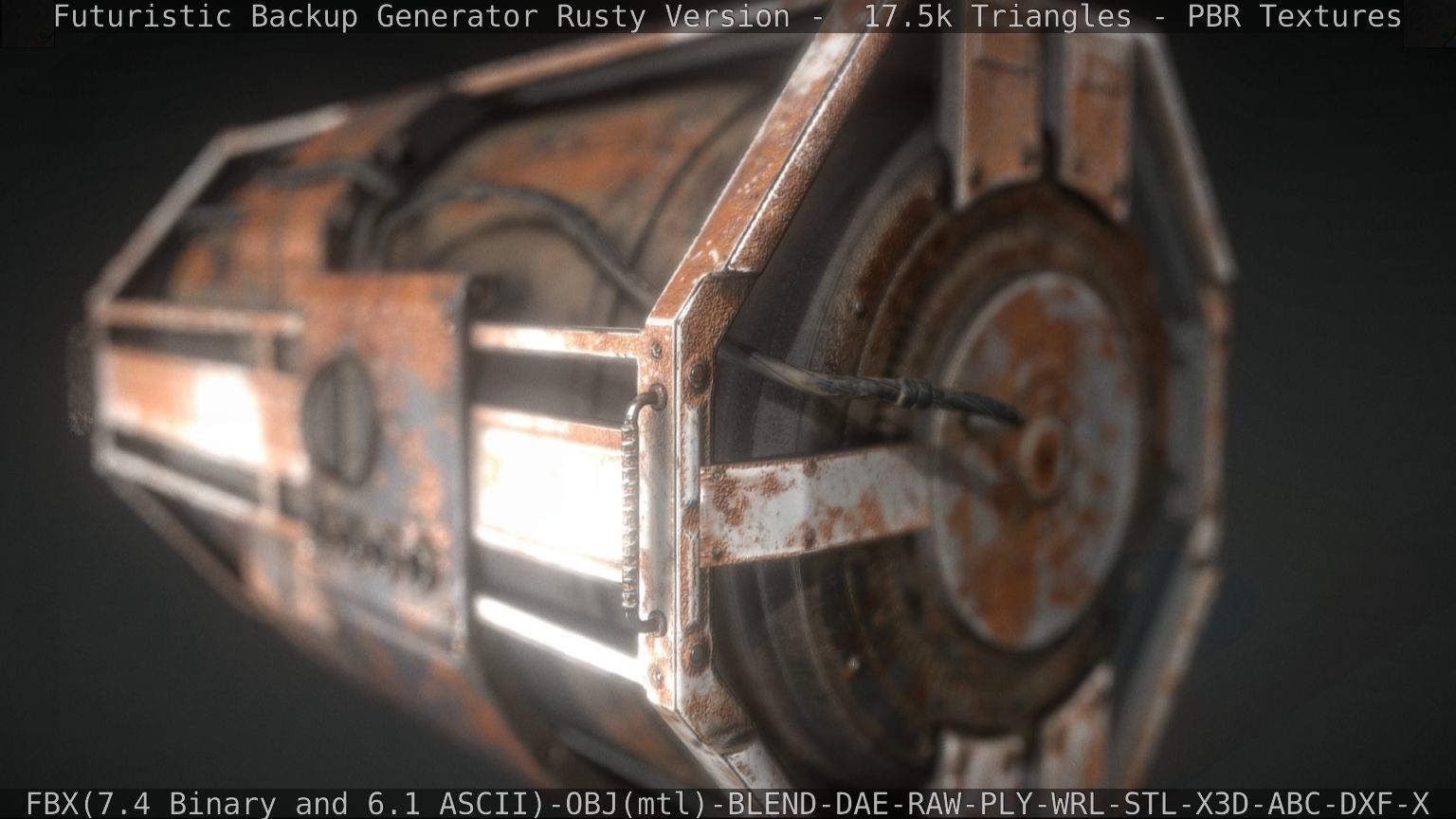 Futuristic Backup Generator Rusty Version - 8K PBR Low-poly 3D model_26
