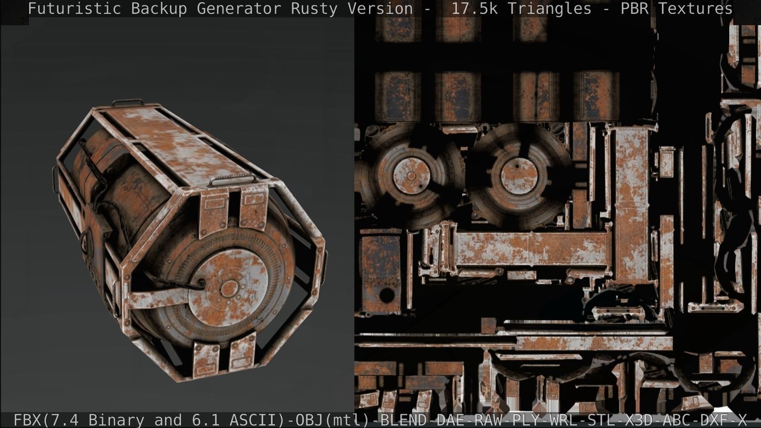 Futuristic Backup Generator Rusty Version - 8K PBR Low-poly 3D model_74