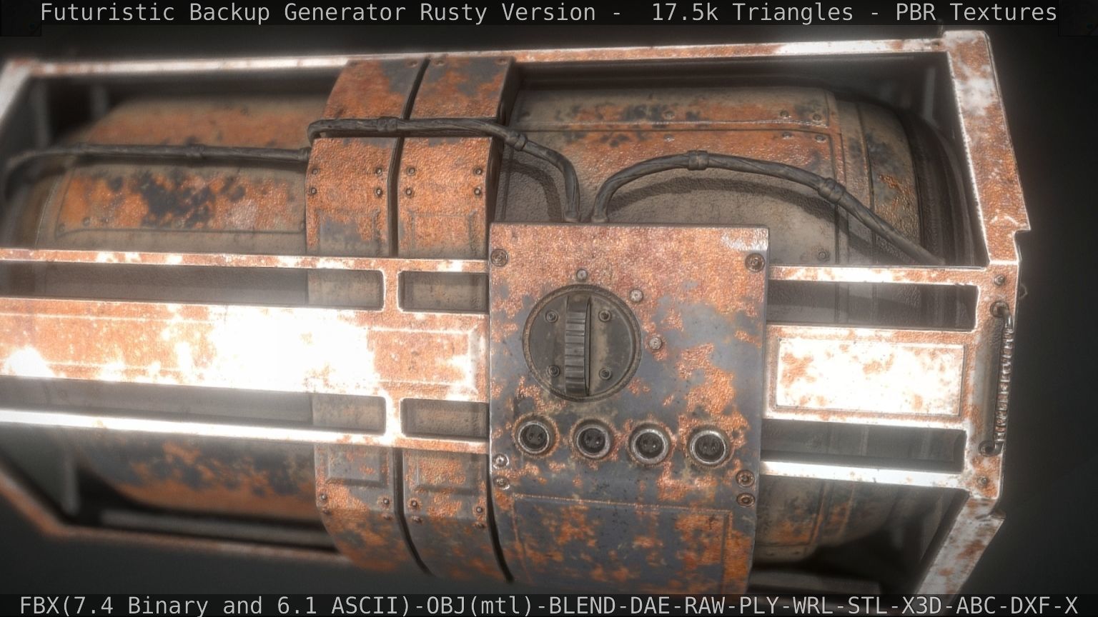 Futuristic Backup Generator Rusty Version - 8K PBR Low-poly 3D model_16