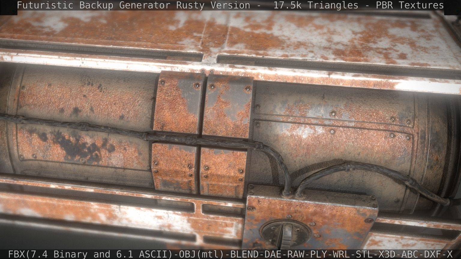 Futuristic Backup Generator Rusty Version - 8K PBR Low-poly 3D model_40