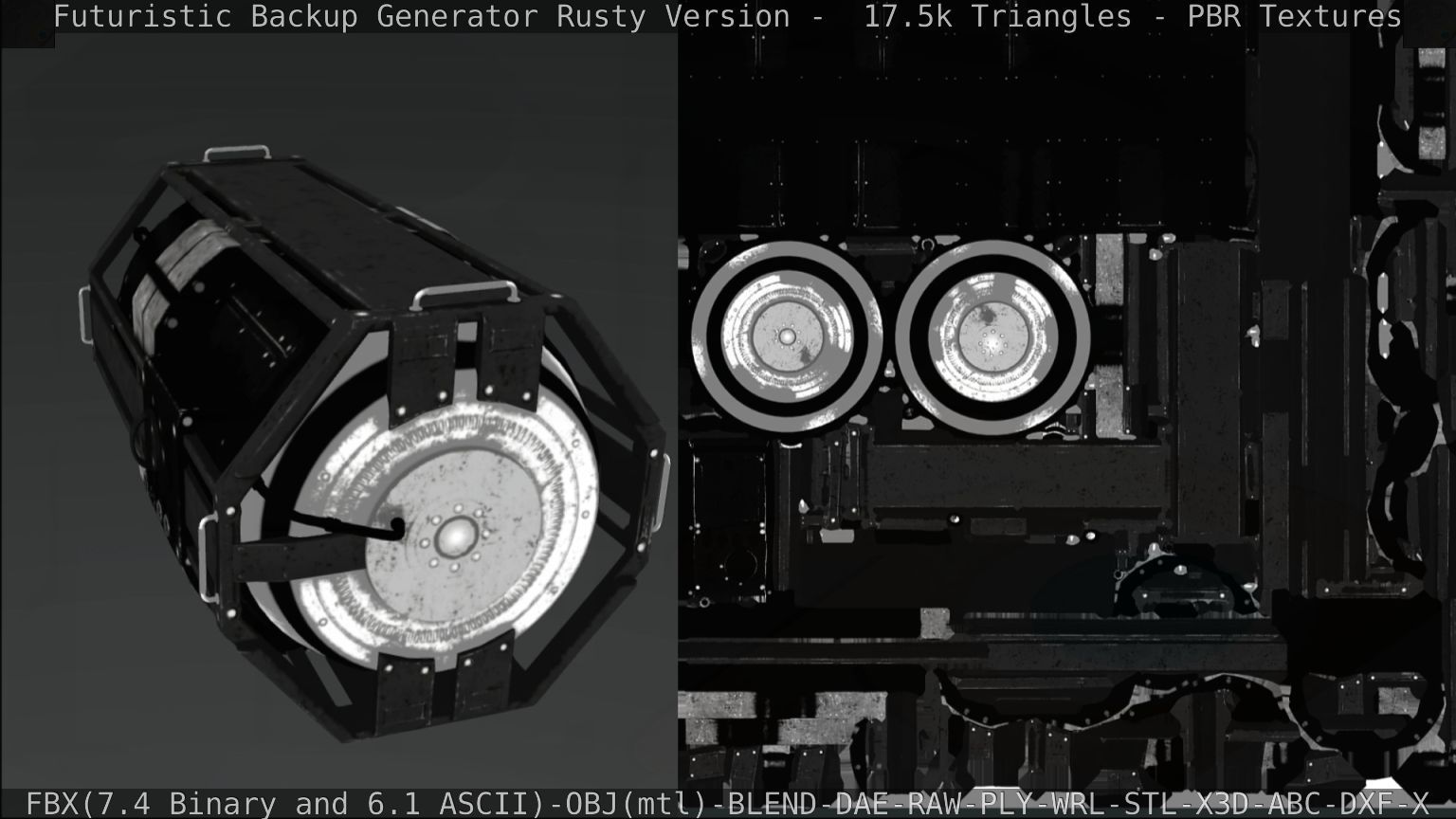 Futuristic Backup Generator Rusty Version - 8K PBR Low-poly 3D model_77