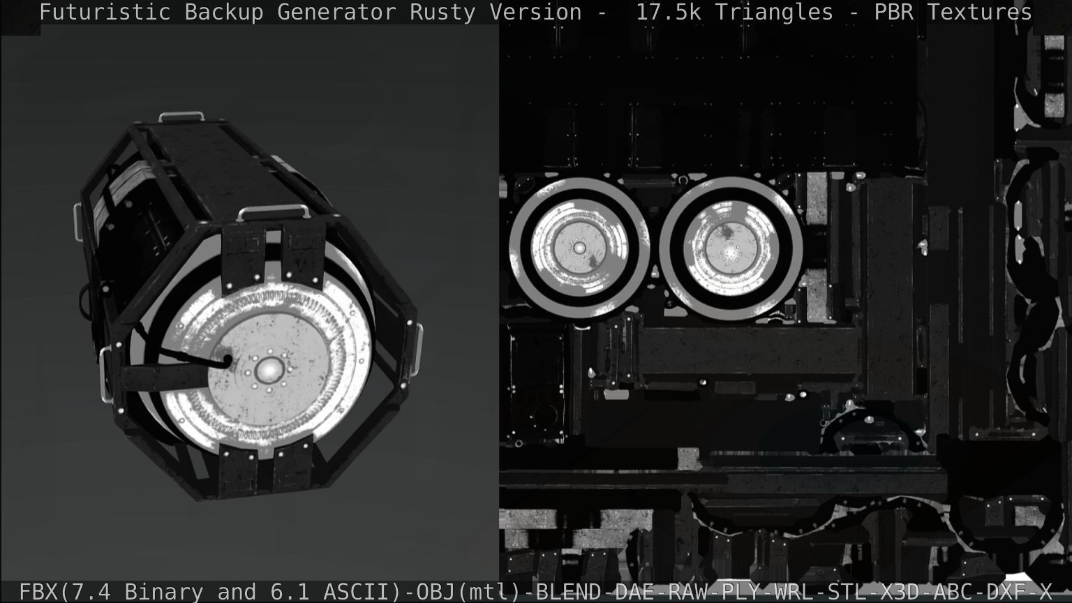 Futuristic Backup Generator Rusty Version - 8K PBR Low-poly 3D model_72