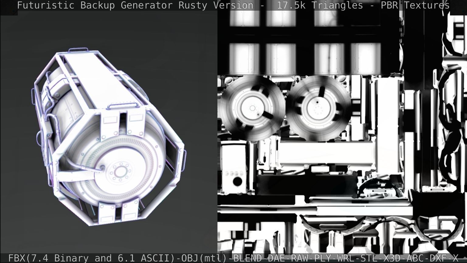 Futuristic Backup Generator Rusty Version - 8K PBR Low-poly 3D model_83