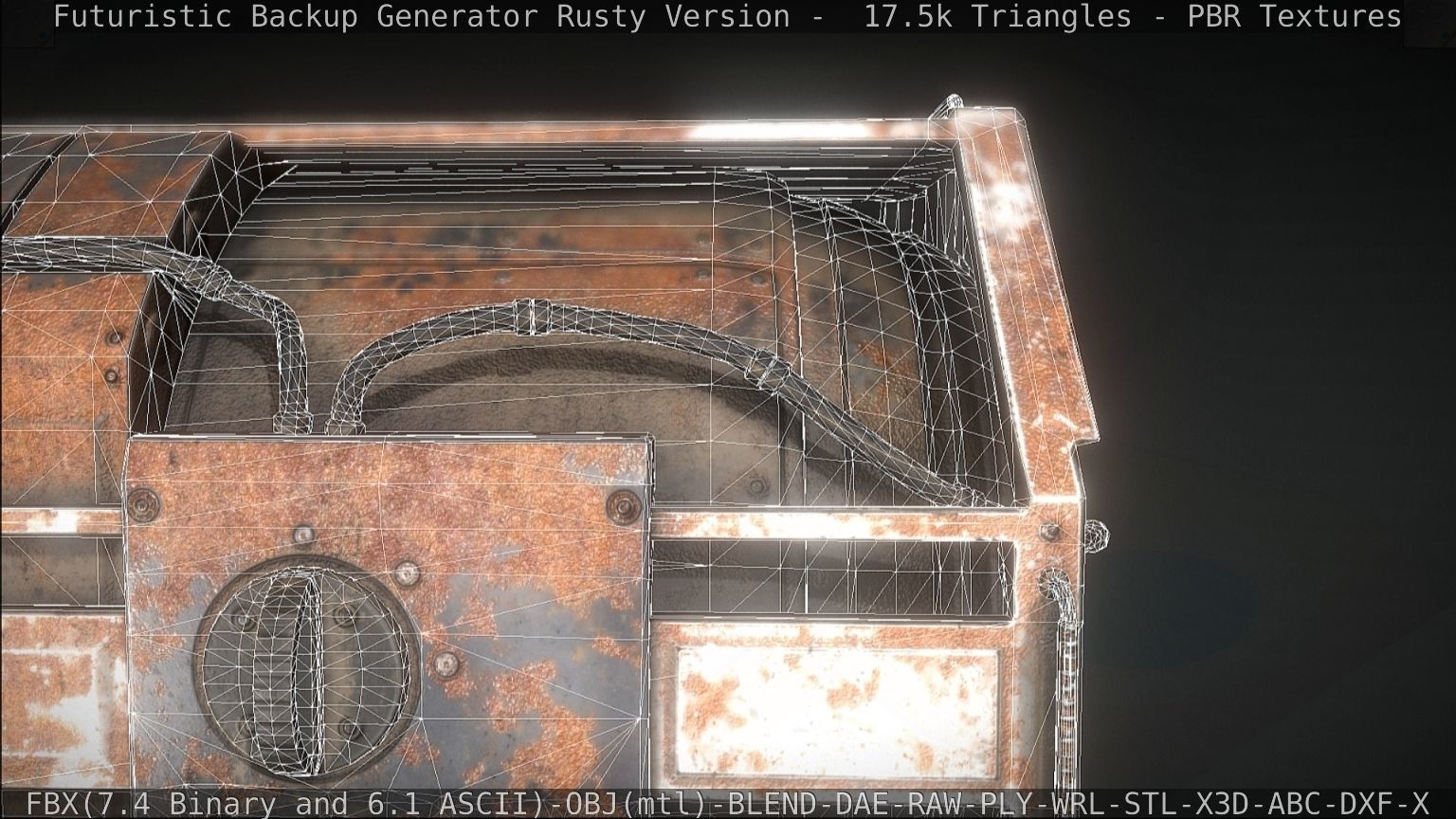 Futuristic Backup Generator Rusty Version - 8K PBR Low-poly 3D model_52