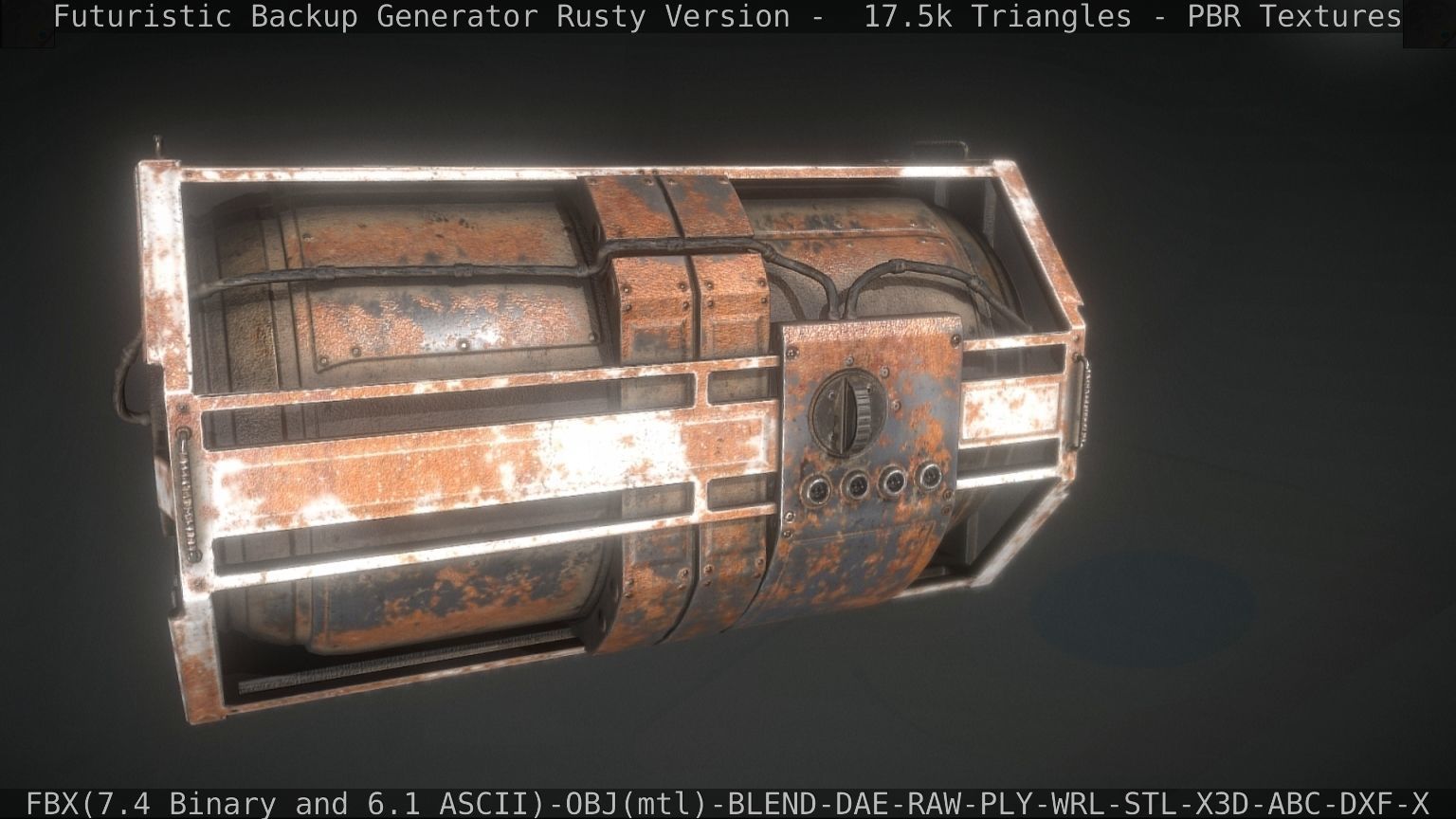 Futuristic Backup Generator Rusty Version - 8K PBR Low-poly 3D model_8