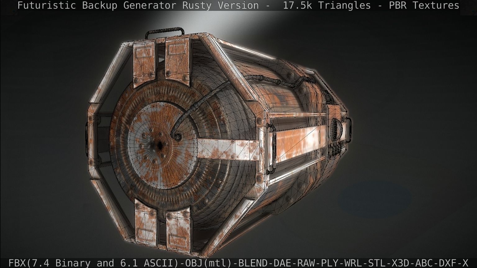 Futuristic Backup Generator Rusty Version - 8K PBR Low-poly 3D model_46