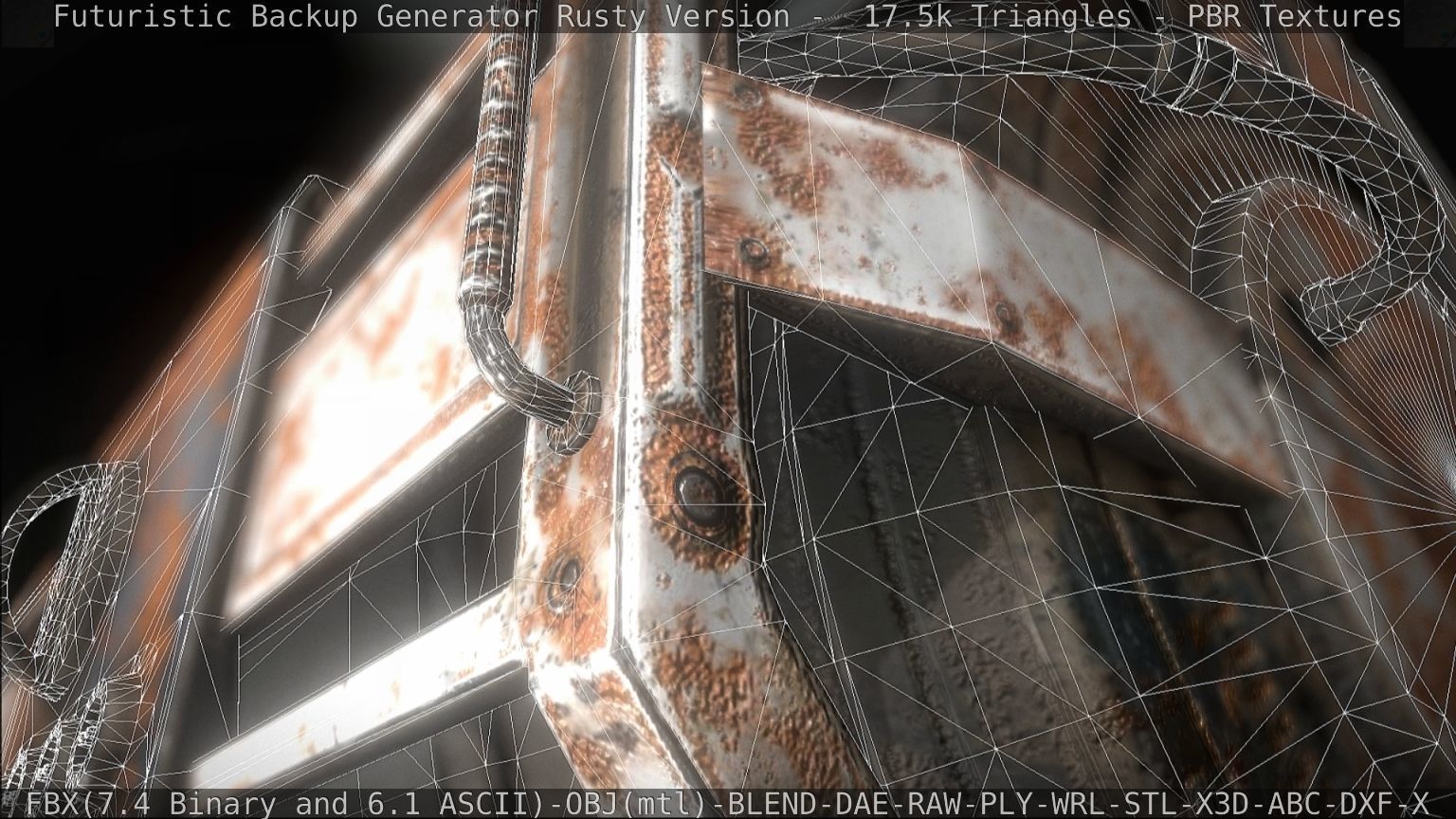 Futuristic Backup Generator Rusty Version - 8K PBR Low-poly 3D model_54