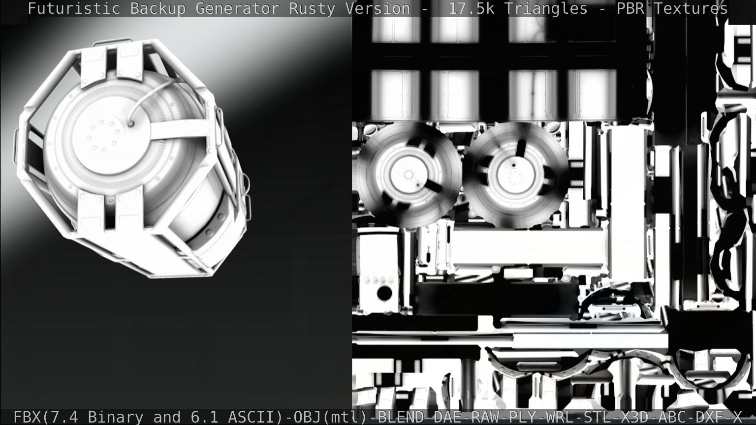 Futuristic Backup Generator Rusty Version - 8K PBR Low-poly 3D model_82