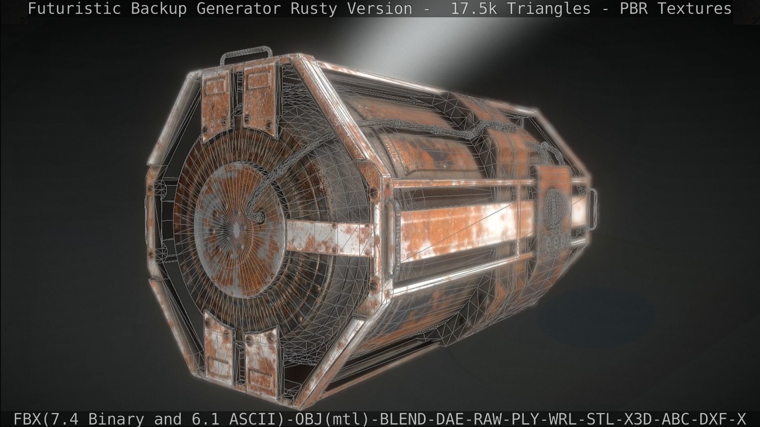 Futuristic Backup Generator Rusty Version - 8K PBR Low-poly 3D model_88