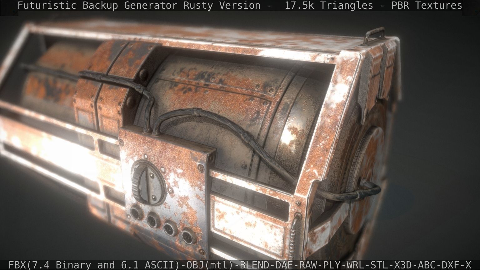 Futuristic Backup Generator Rusty Version - 8K PBR Low-poly 3D model_25