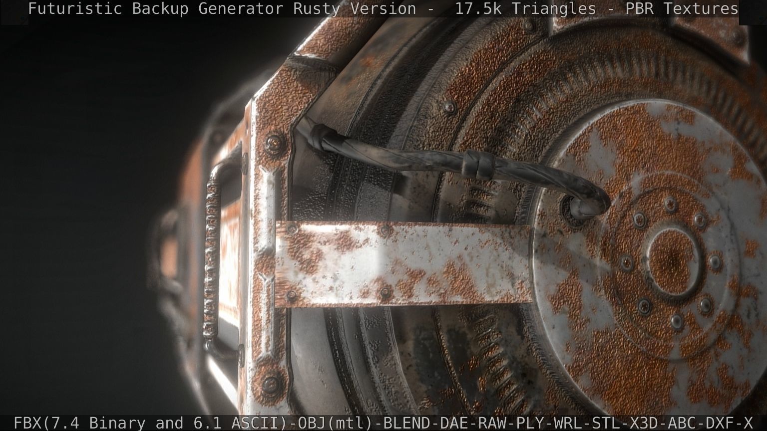Futuristic Backup Generator Rusty Version - 8K PBR Low-poly 3D model_10