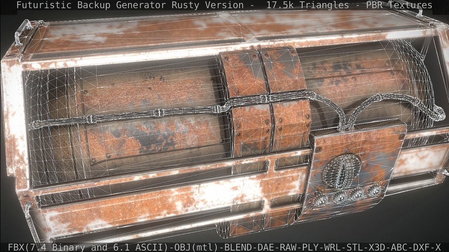 Futuristic Backup Generator Rusty Version - 8K PBR Low-poly 3D model_57