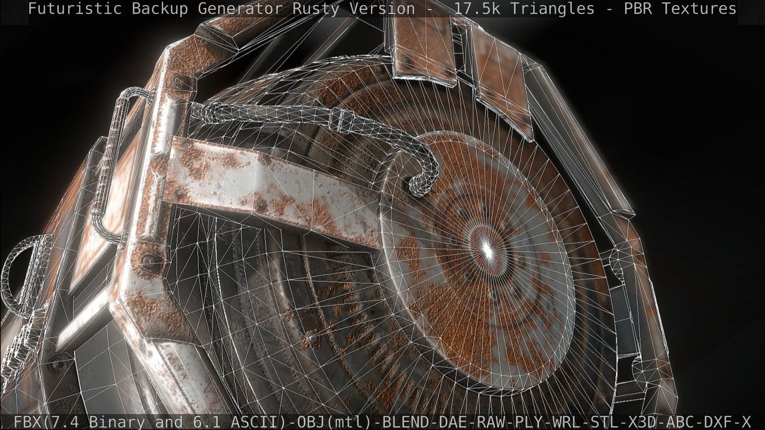 Futuristic Backup Generator Rusty Version - 8K PBR Low-poly 3D model_65