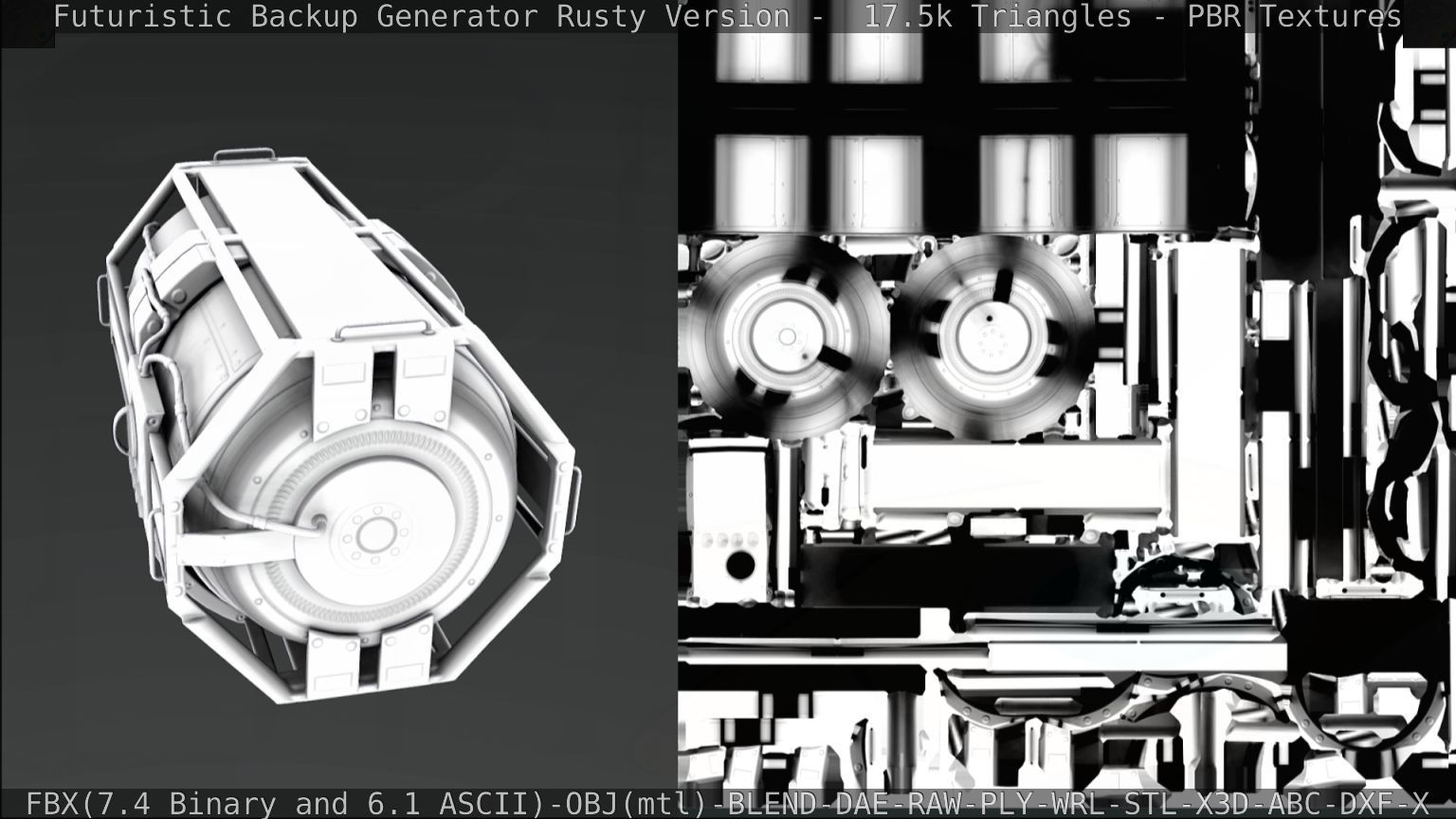 Futuristic Backup Generator Rusty Version - 8K PBR Low-poly 3D model_79