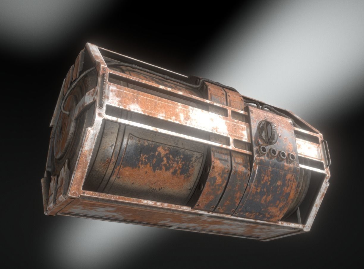 Futuristic Backup Generator Rusty Version - 8K PBR Low-poly 3D model_7