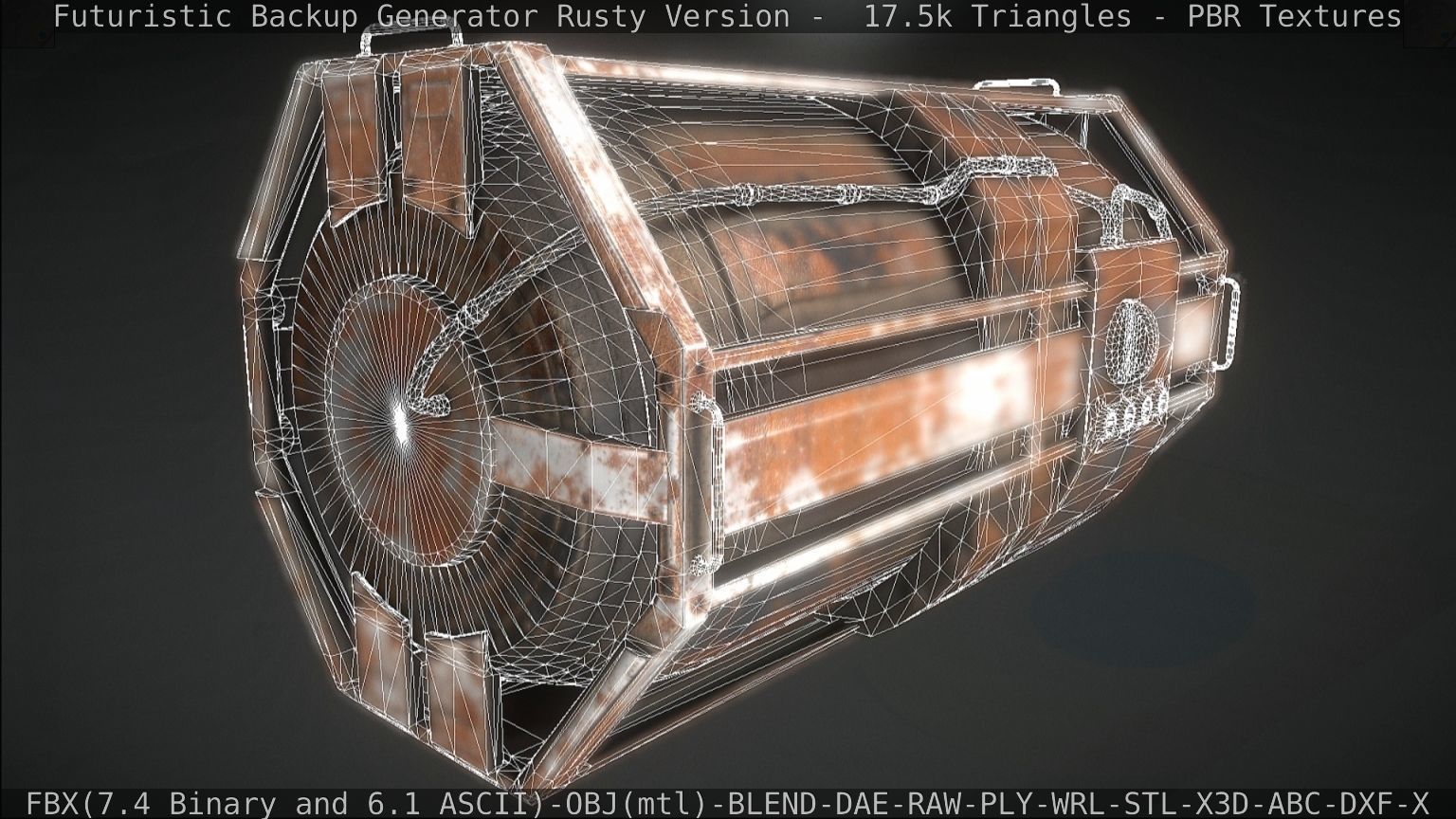 Futuristic Backup Generator Rusty Version - 8K PBR Low-poly 3D model_58