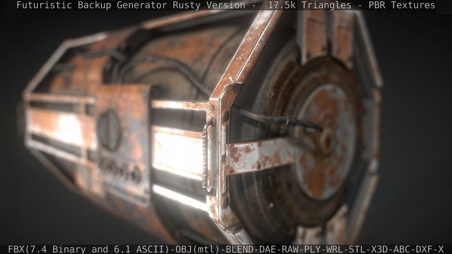 Futuristic Backup Generator Rusty Version - 8K PBR Low-poly 3D model_27