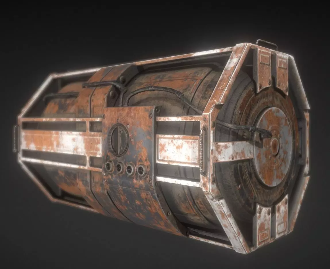 Futuristic Backup Generator Rusty Version - 8K PBR Low-poly 3D model_0