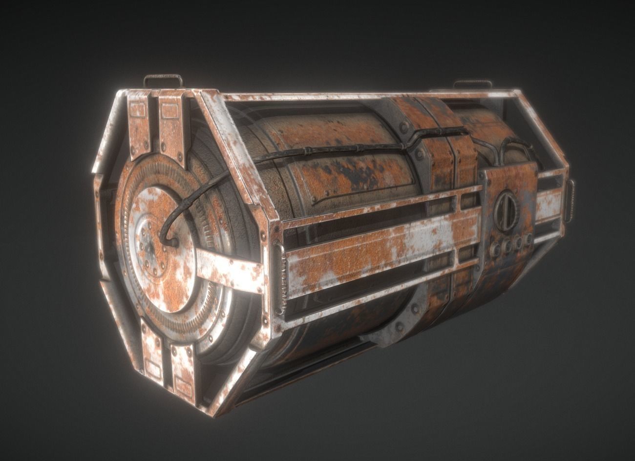 Futuristic Backup Generator Rusty Version - 8K PBR Low-poly 3D model_2