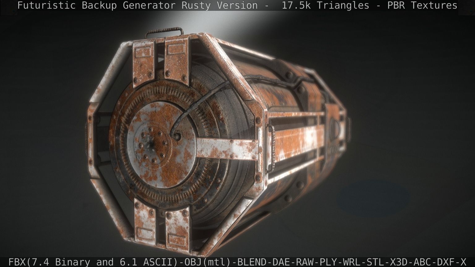 Futuristic Backup Generator Rusty Version - 8K PBR Low-poly 3D model_42