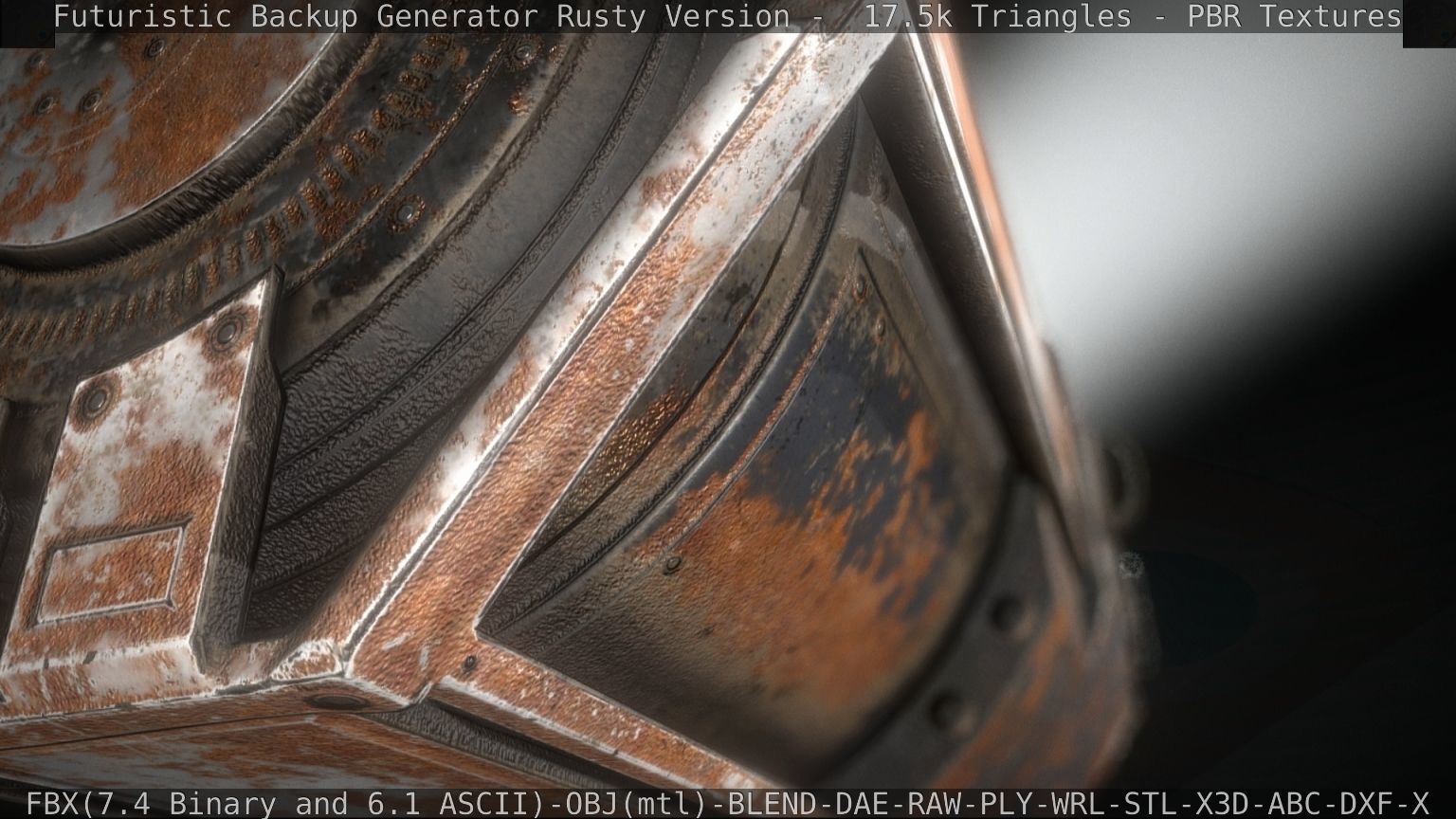 Futuristic Backup Generator Rusty Version - 8K PBR Low-poly 3D model_30