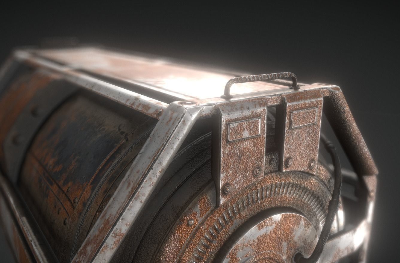 Futuristic Backup Generator Rusty Version - 8K PBR Low-poly 3D model_3