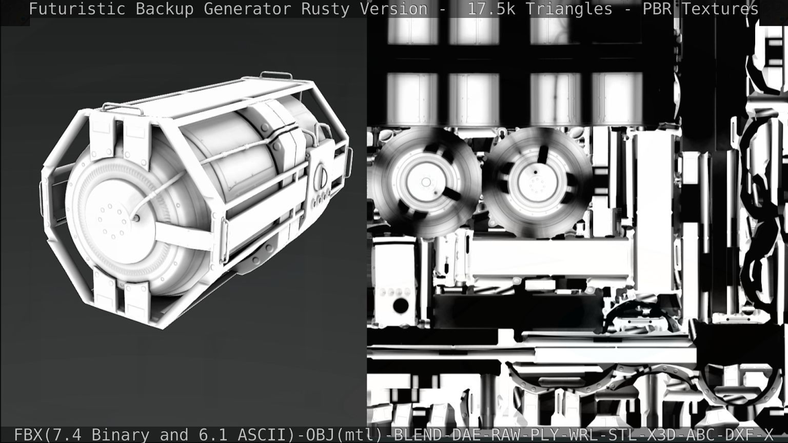 Futuristic Backup Generator Rusty Version - 8K PBR Low-poly 3D model_84