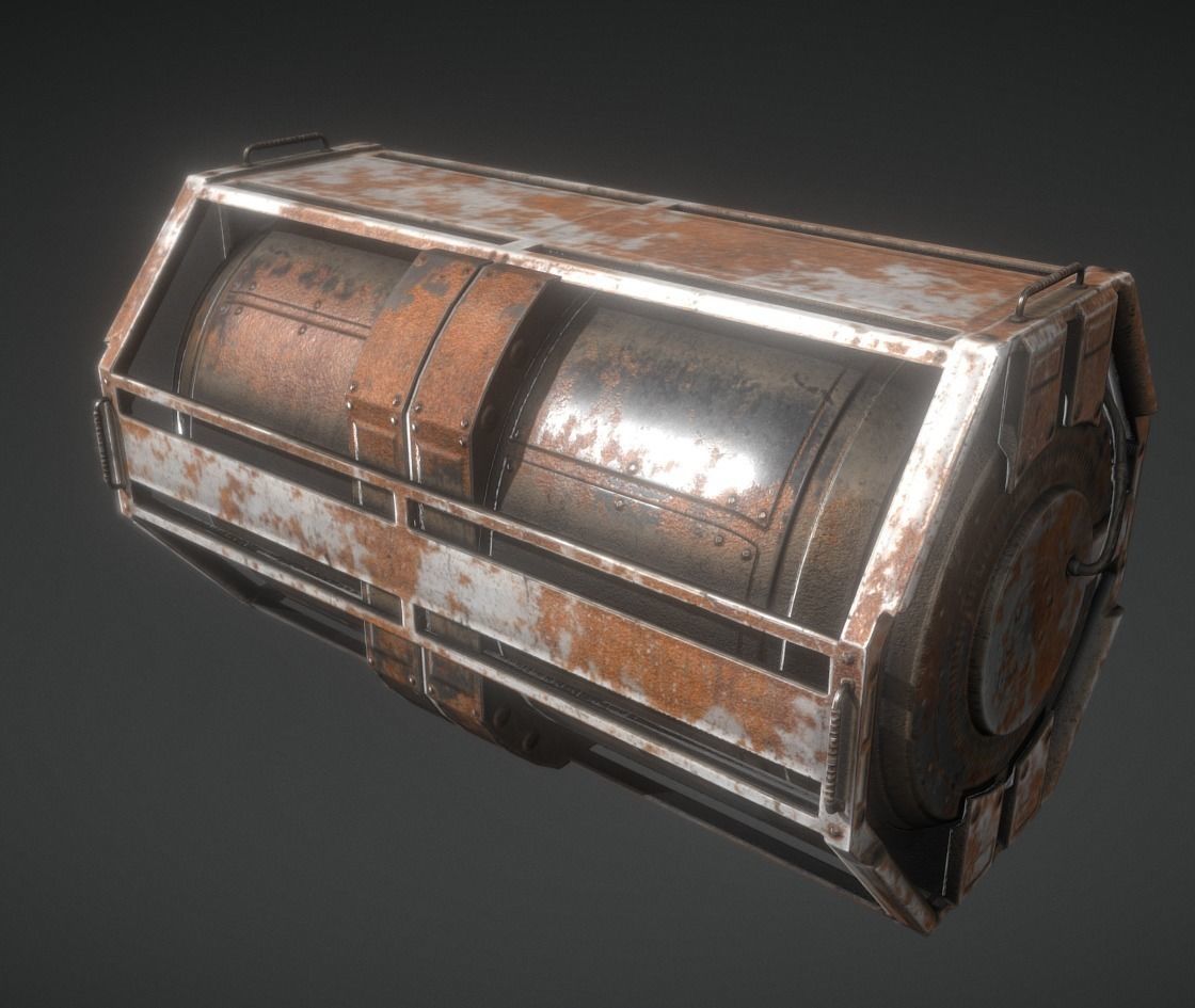 Futuristic Backup Generator Rusty Version - 8K PBR Low-poly 3D model_4