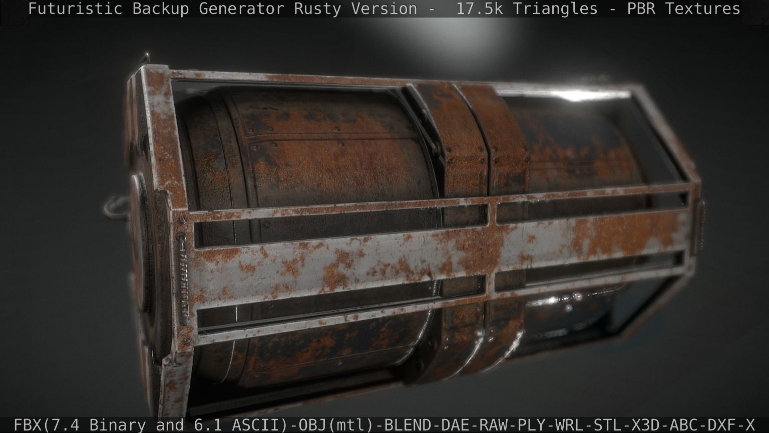 Futuristic Backup Generator Rusty Version - 8K PBR Low-poly 3D model_35