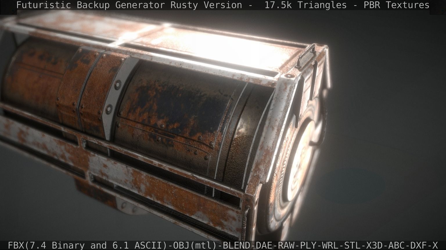 Futuristic Backup Generator Rusty Version - 8K PBR Low-poly 3D model_45