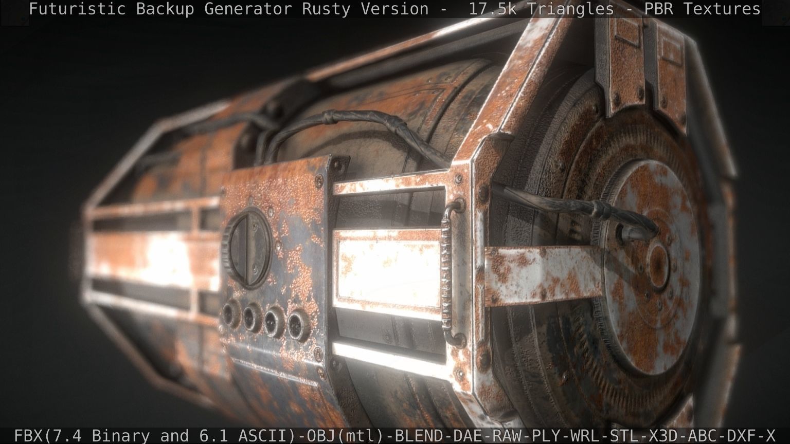 Futuristic Backup Generator Rusty Version - 8K PBR Low-poly 3D model_9