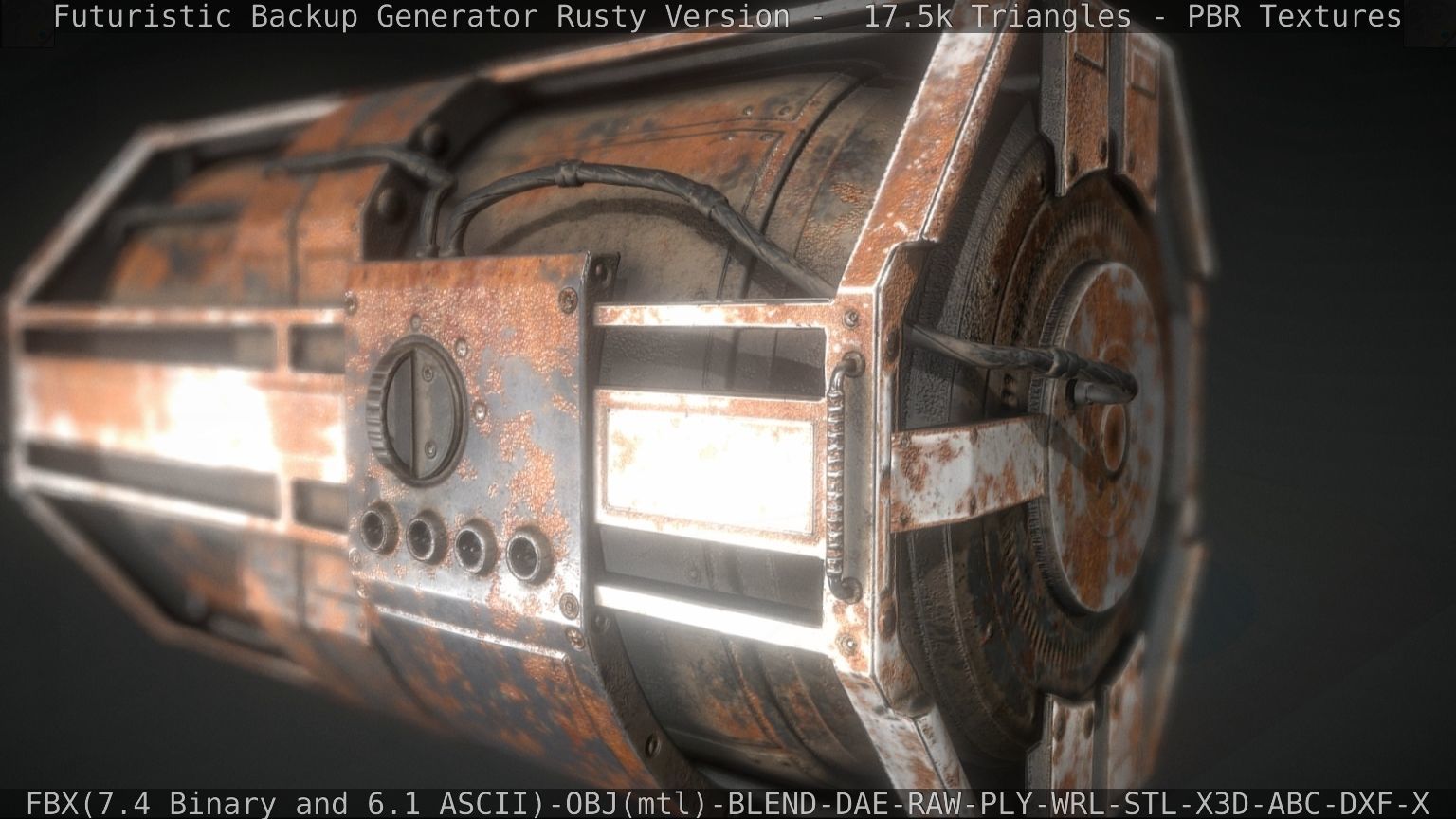 Futuristic Backup Generator Rusty Version - 8K PBR Low-poly 3D model_28