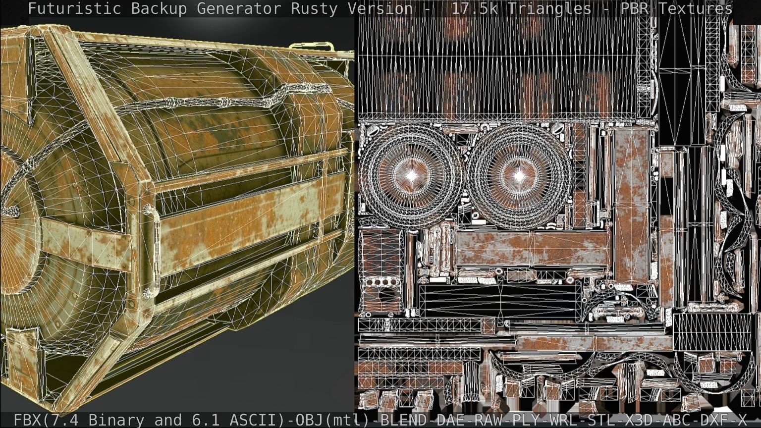 Futuristic Backup Generator Rusty Version - 8K PBR Low-poly 3D model_61