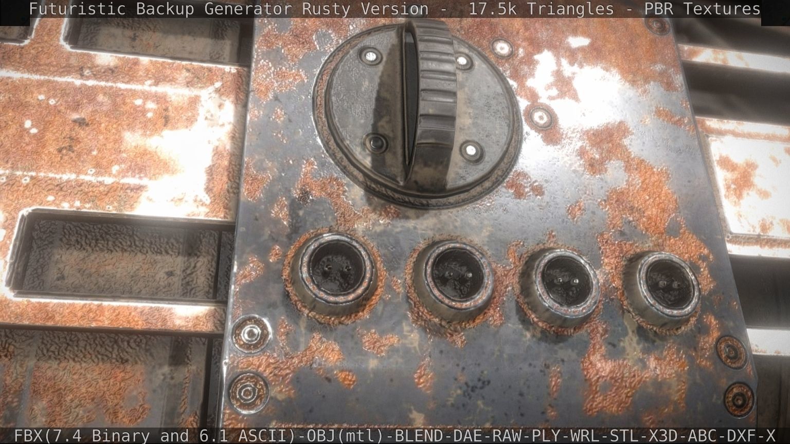 Futuristic Backup Generator Rusty Version - 8K PBR Low-poly 3D model_13