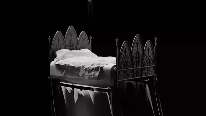 Gothic wooden bed