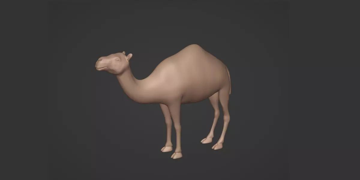 Camel Figurine Statue Base Mesh Free low-poly 3D model_2