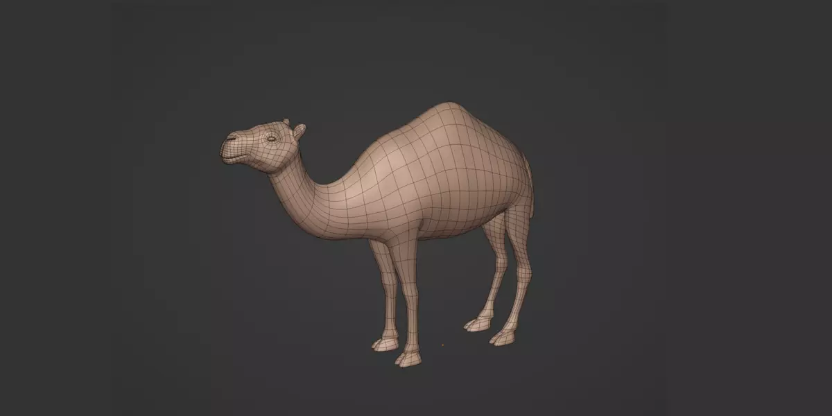 Camel Figurine Statue Base Mesh Free low-poly 3D model_3