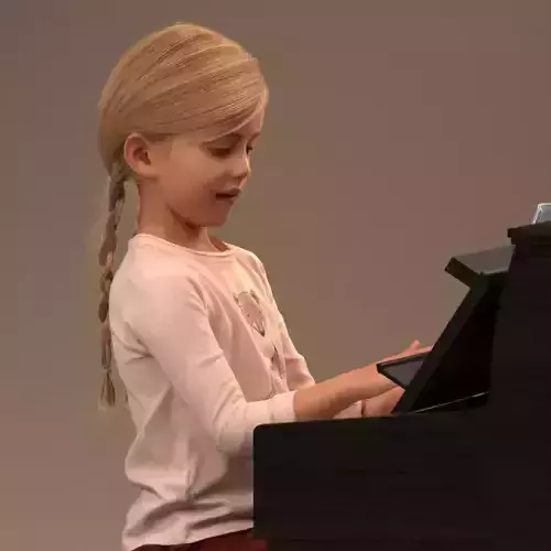 Little girl playing the piano 3D model