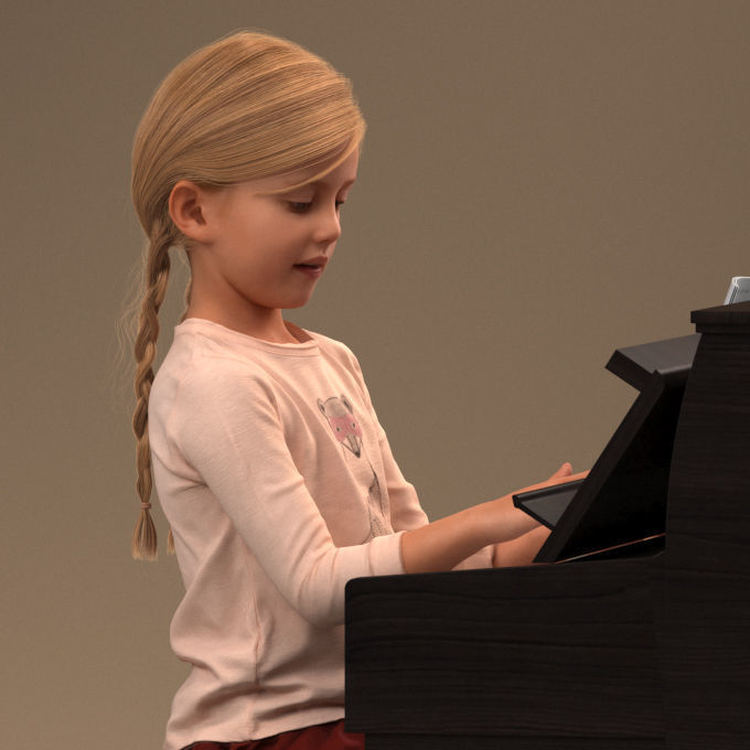 Little girl playing the piano