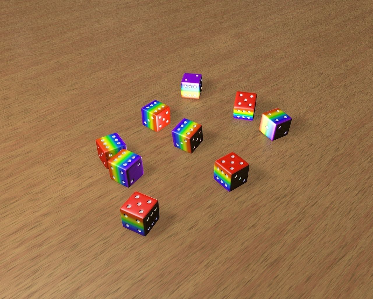 Rainbow 3D Dices Model Low-poly 3D model_1