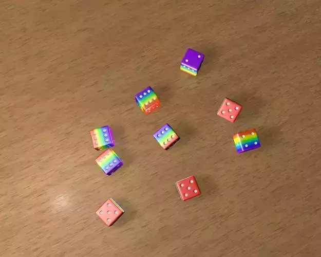 Rainbow 3D Dices Model Low-poly 3D model