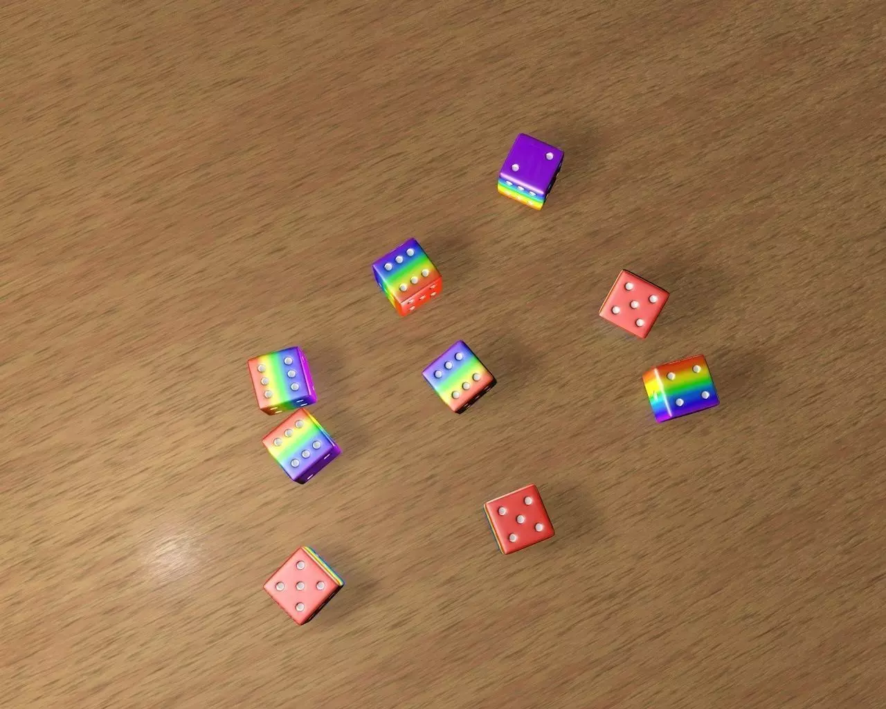 Rainbow 3D Dices Model Low-poly 3D model_0