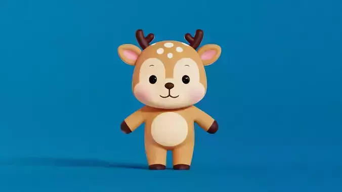 Deer Character Cartoon  Chibi Kawaii low-poly 3d model