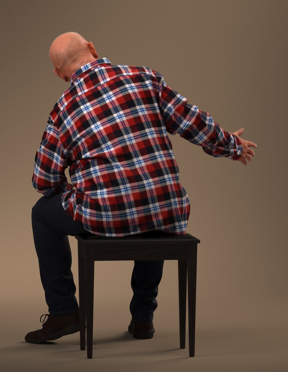 Pre posed European senior man 3D model in casual attire 3D model_6