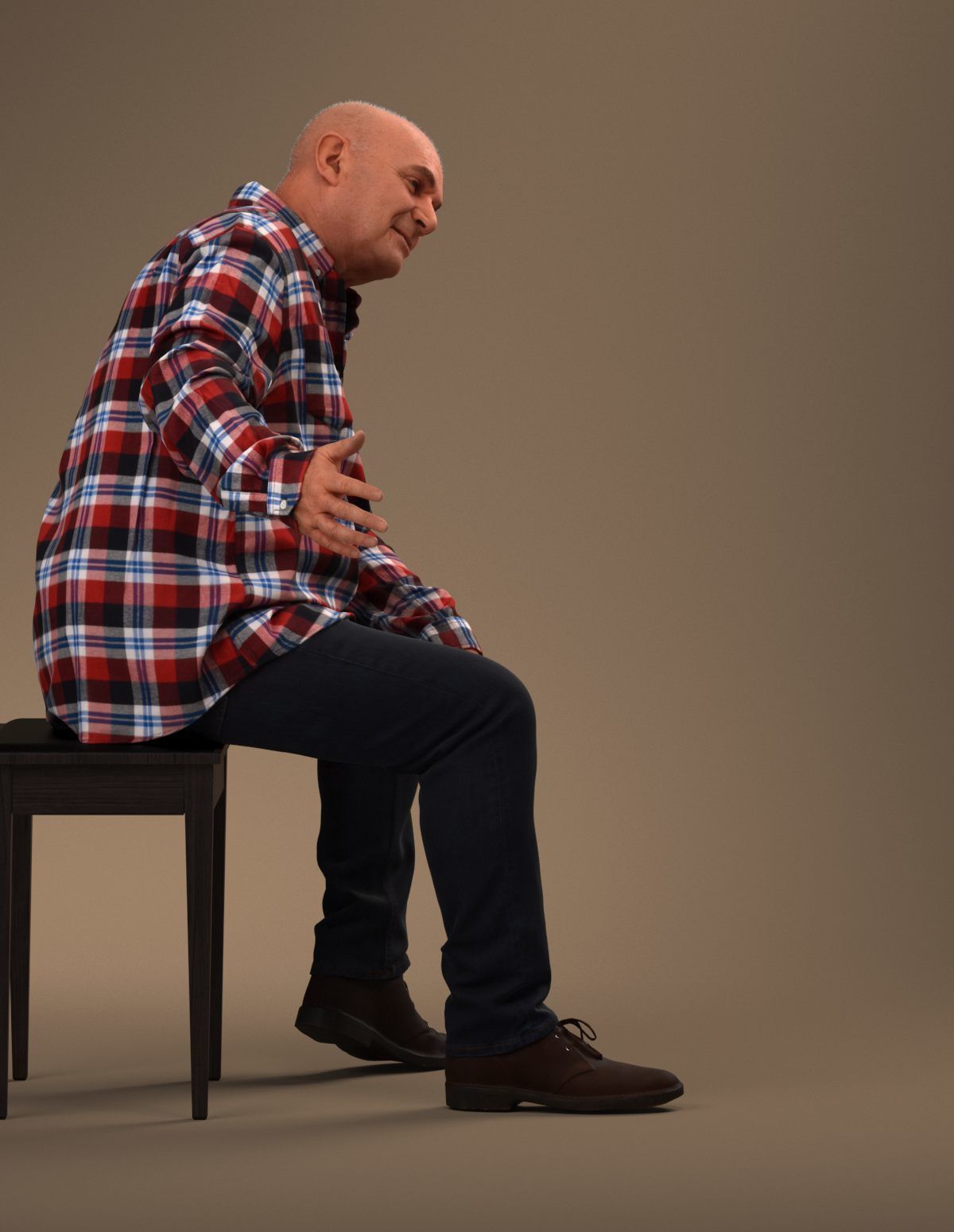 Pre posed European senior man 3D model in casual attire 3D model_3
