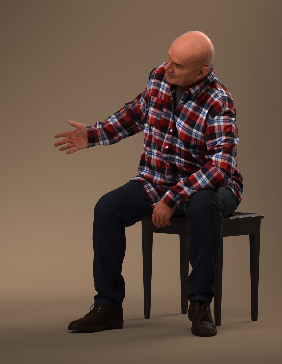 Pre posed European senior man 3D model in casual attire 3D model_10